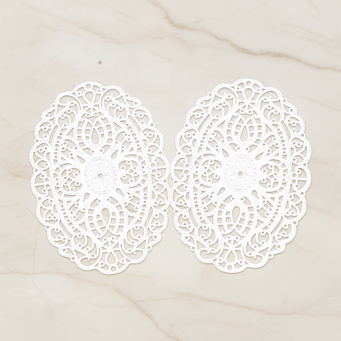 Vintage Gothic Filigree Oval Finding Pendant, 2 Pc on warm marble background (PD.223)
