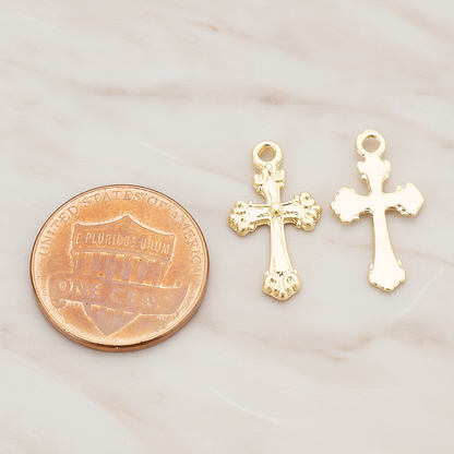 Small Cathedral Cross Pendant, 4 Pc on warm marble background (PD.227)