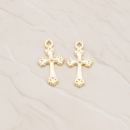 Small Cathedral Cross Pendant, 4 Pc on warm marble background (PD.227)