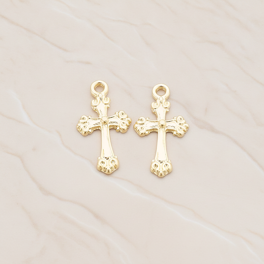 Small Cathedral Cross Pendant, 4 Pc on warm marble background (PD.227)