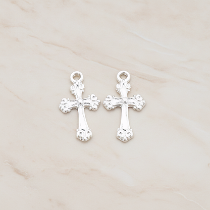 Small Cathedral Cross Pendant, 4 Pc on warm marble background (PD.227)