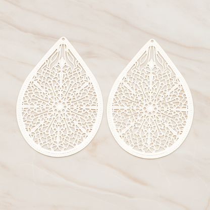 Cathedral Filigree Teardrop Pendant, 2 Pc on warm marble background (PD.229-01)