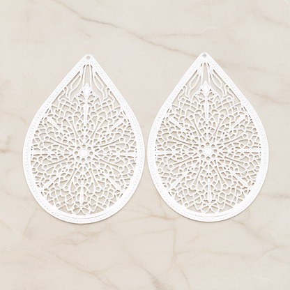Cathedral Filigree Teardrop Pendant, 2 Pc on warm marble background (PD.229-01)