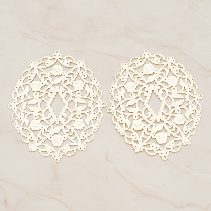 Vinyl Floral Filigree Floral Pendant, 2 Pc on warm marble background (PD.233)