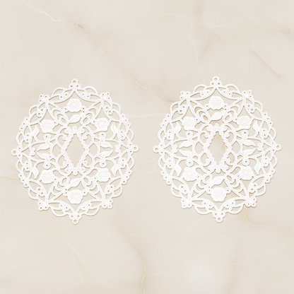 Vinyl Floral Filigree Floral Pendant, 2 Pc on warm marble background (PD.233)
