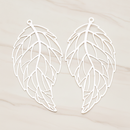 Filigree Vein Leaf Pendant, 2 Pc on warm marble background (PD.235)