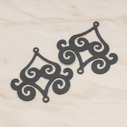 Filigree Chandelier Connector and Pendant, 2 Pc on warm marble background (PD.240)
