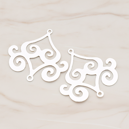 Filigree Chandelier Connector and Pendant, 2 Pc on warm marble background (PD.240)