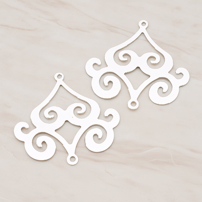 Filigree Chandelier Connector and Pendant, 2 Pc on warm marble background (PD.240)