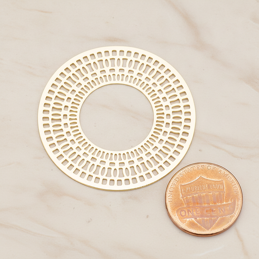 Filigree Eyptian Round Finding Pendant, 2 Pc on warm marble background (PD.250)