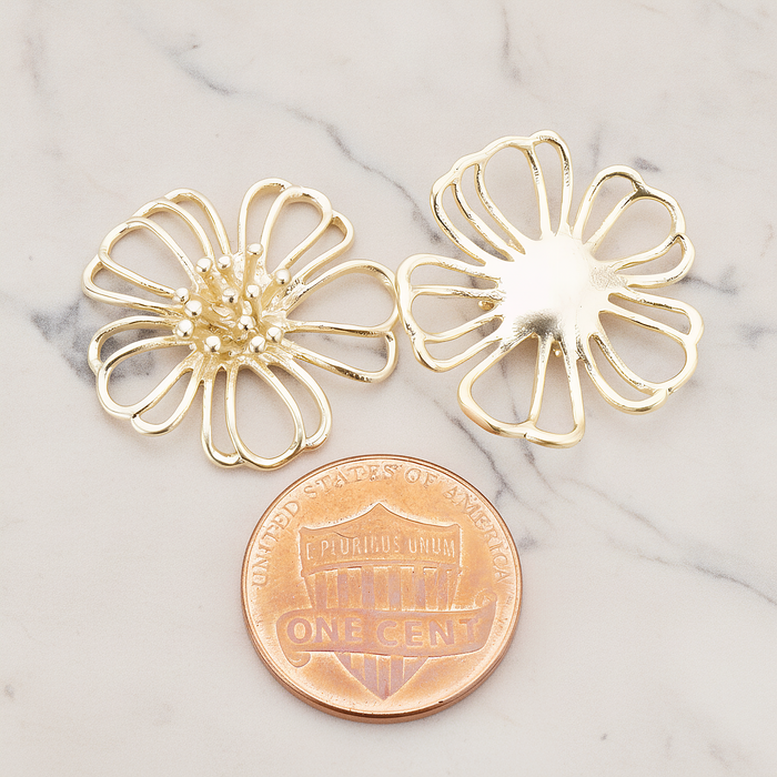 Camellia Flower Pendant, 2 Pc on warm marble background (PD.275)