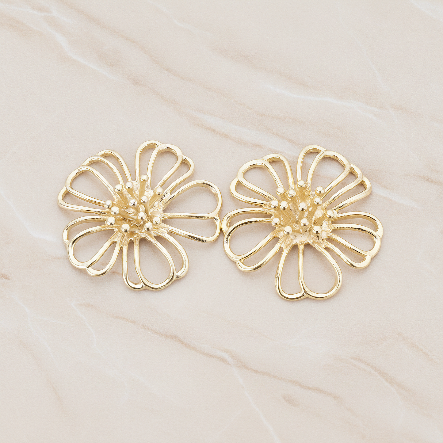 Camellia Flower Pendant, 2 Pc on warm marble background (PD.275)