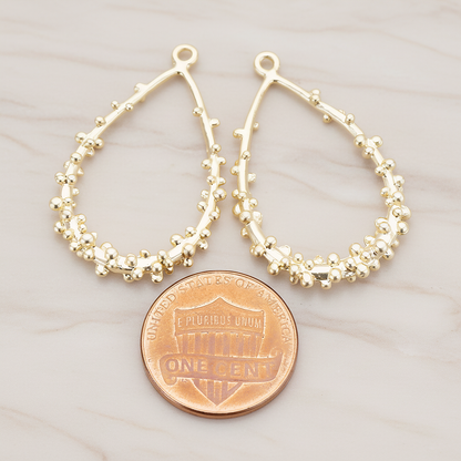 Dotted Teardrop Pendant, 2 Pc on warm marble background (PD.276)