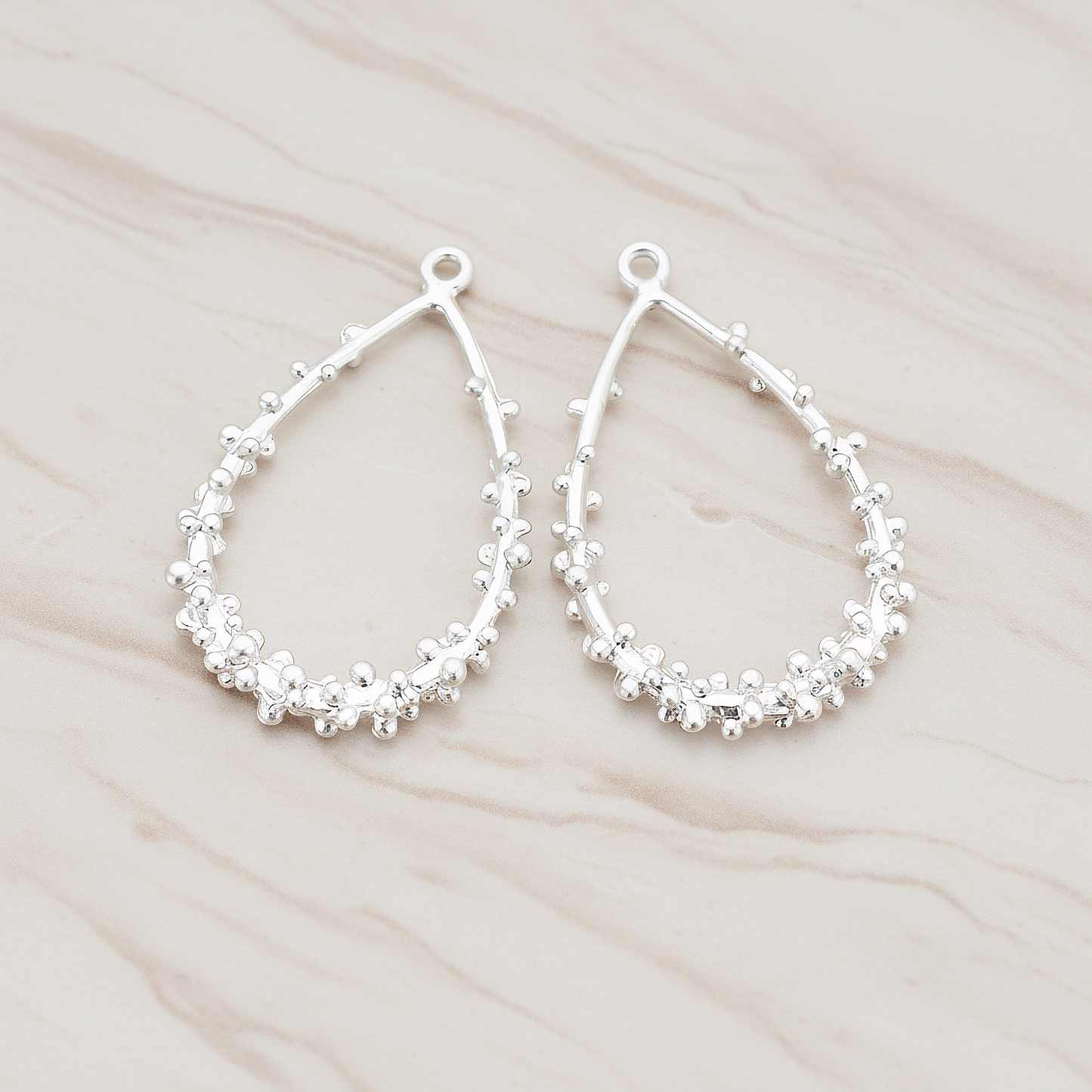 Dotted Teardrop Pendant, 2 Pc on warm marble background (PD.276)