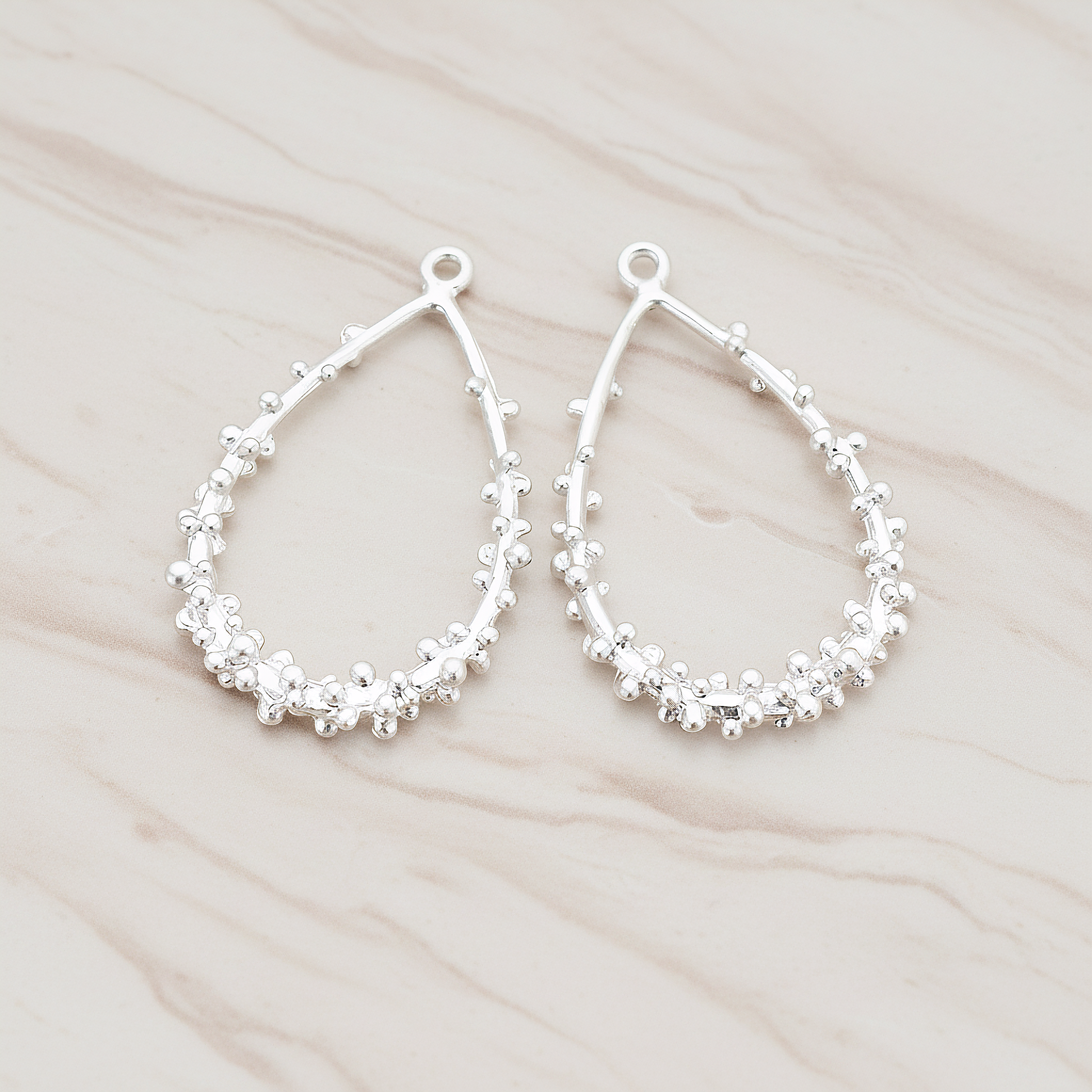 Dotted Teardrop Pendant, 2 Pc on warm marble background (PD.276)