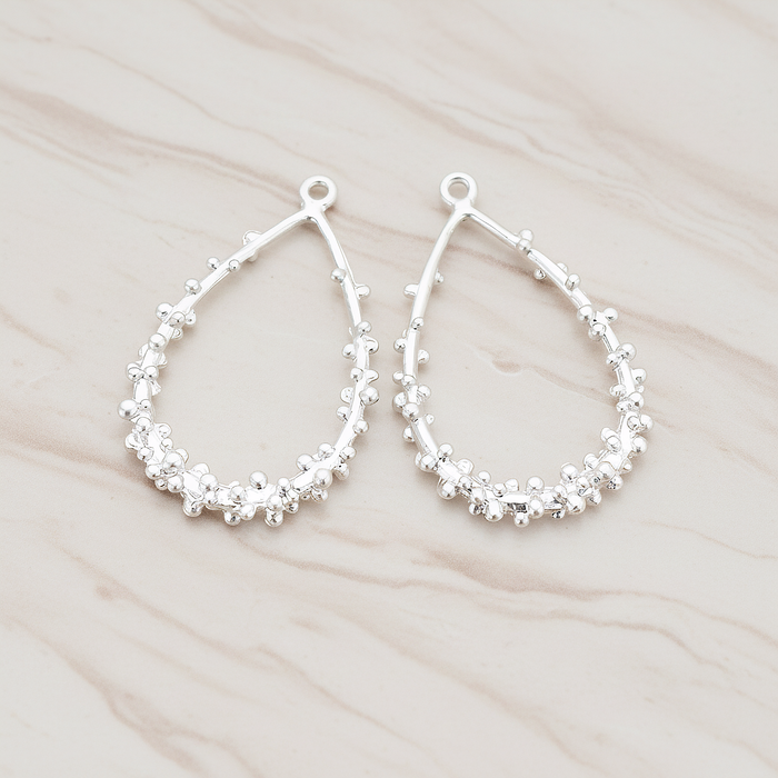 Dotted Teardrop Pendant, 2 Pc on warm marble background (PD.276)