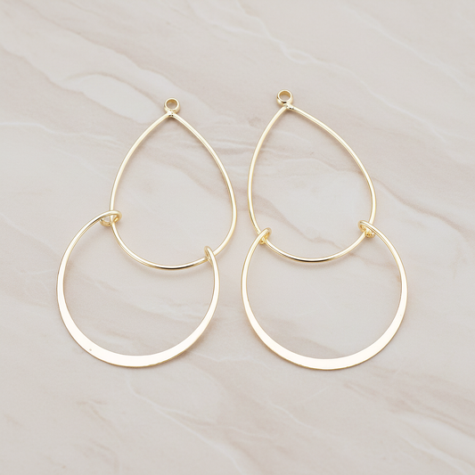 Double Teardrop Linked Pendant, 2 Pc on warm marble background (PD.288)