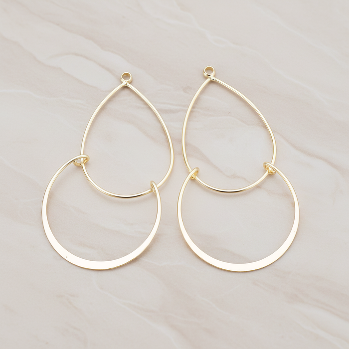 Double Teardrop Linked Pendant, 2 Pc on warm marble background (PD.288)