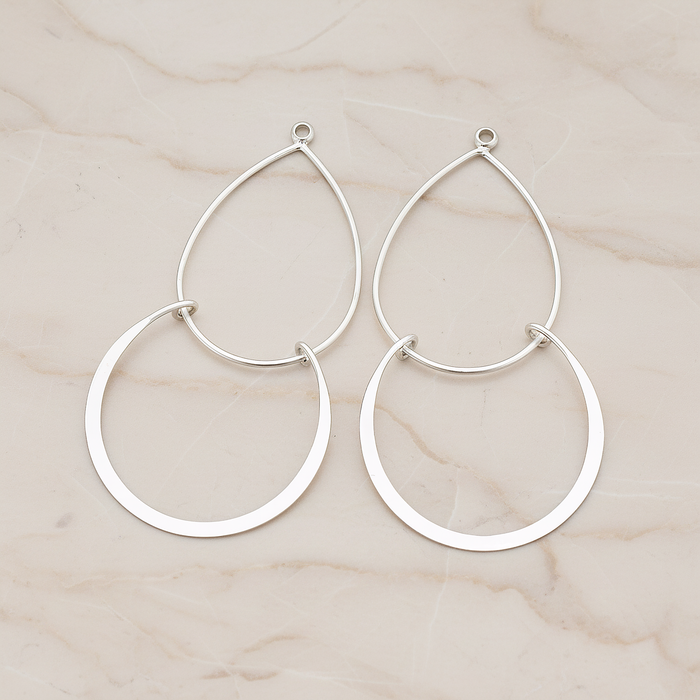 Double Teardrop Linked Pendant, 2 Pc on warm marble background (PD.288)