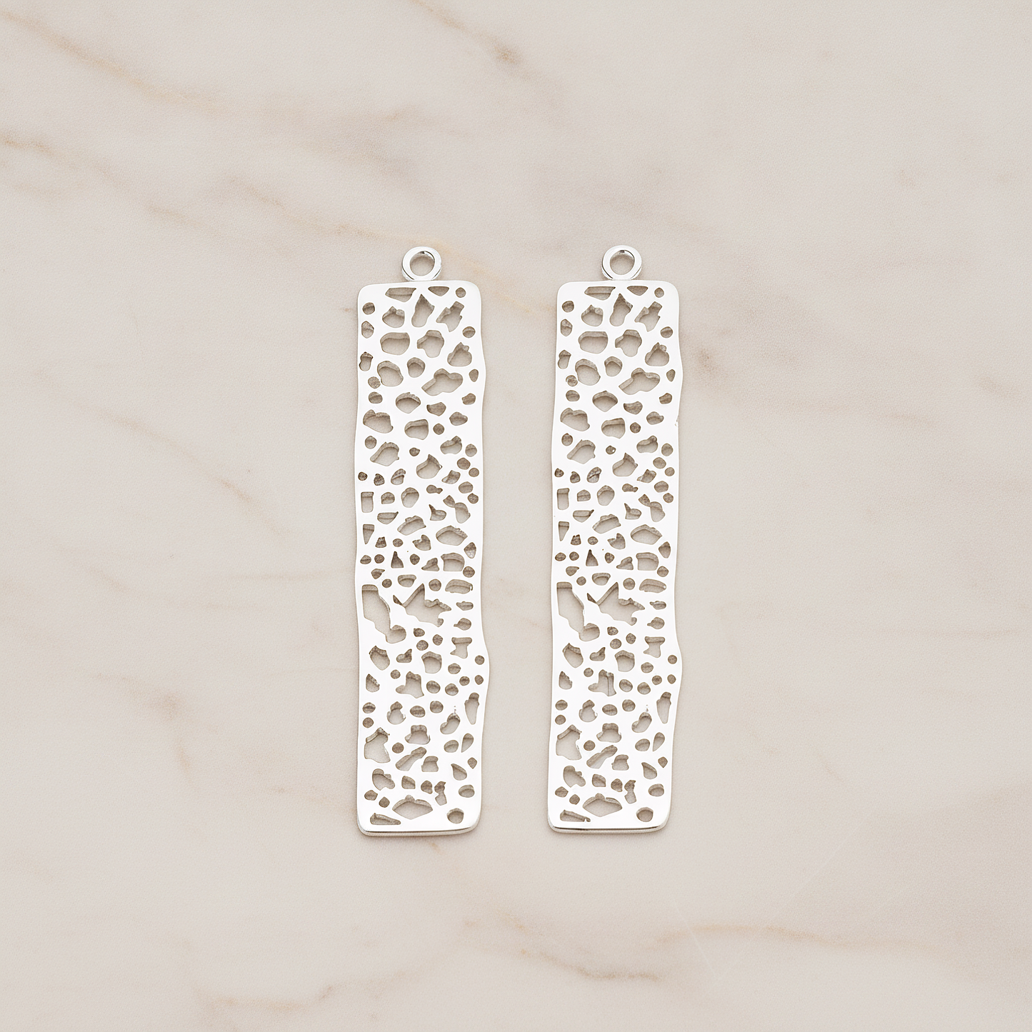 Mesh Bar Rectangle Pendant, 2 Pc on warm marble background (PD.292-01)