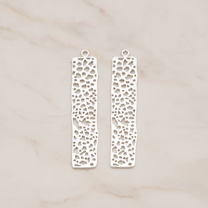 Mesh Bar Rectangle Pendant, 2 Pc on warm marble background (PD.292-01)