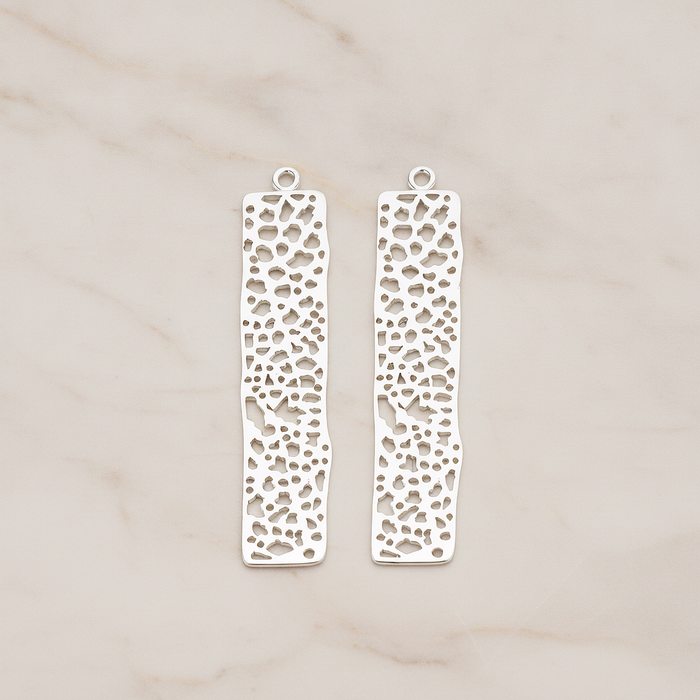 Mesh Bar Rectangle Pendant, 2 Pc on warm marble background (PD.292-01)