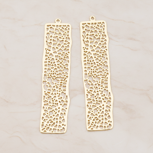 Large Mesh Bar Rectangle Pendant, 2 Pc on warm marble background (PD.292-02)
