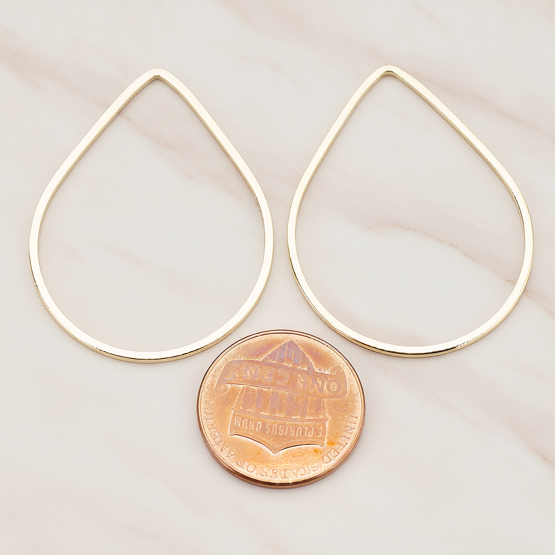 Simple Teardrop Link Pendant, 2 Pc on warm marble background (PD.300-01)