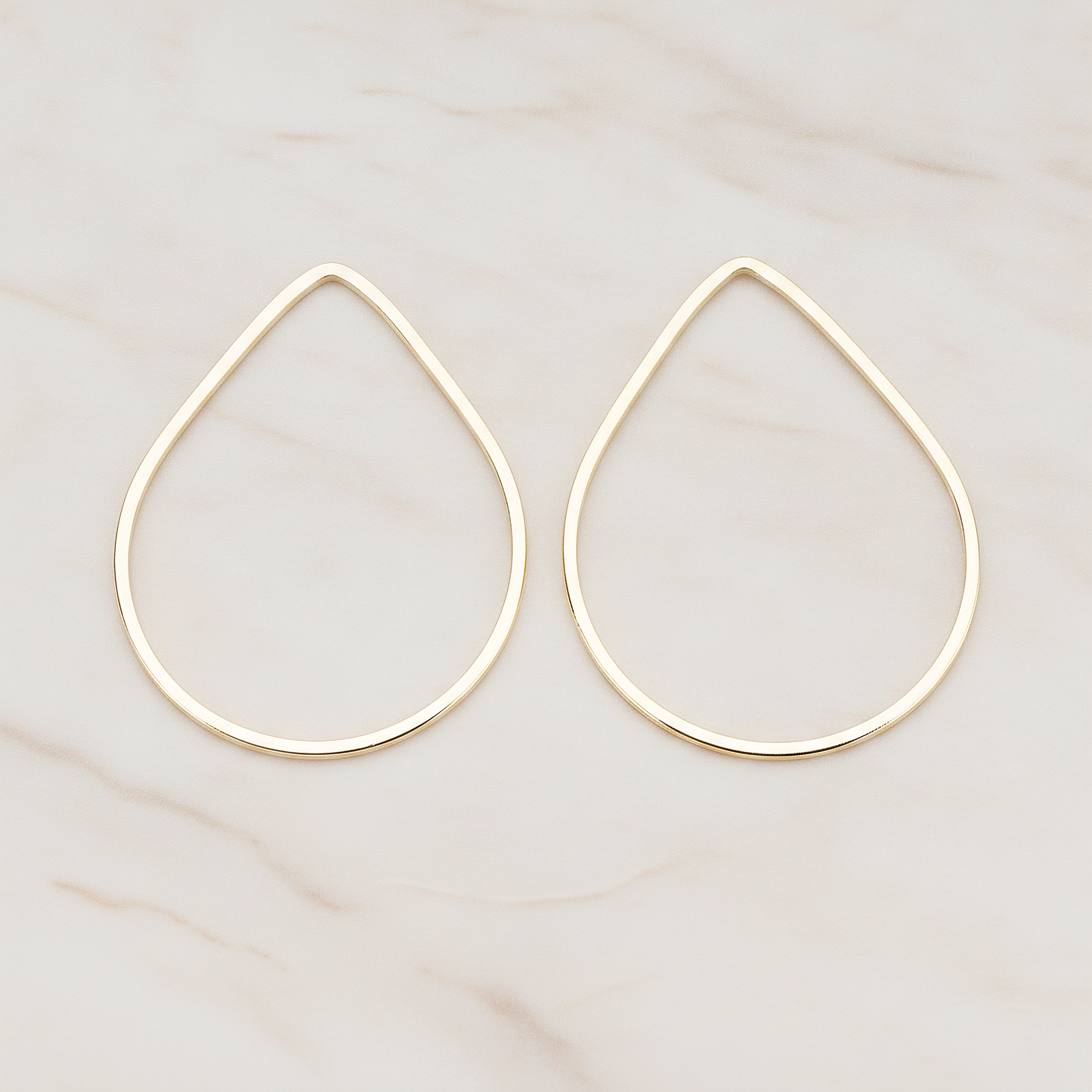 Simple Teardrop Link Pendant, 2 Pc on warm marble background (PD.300-01)