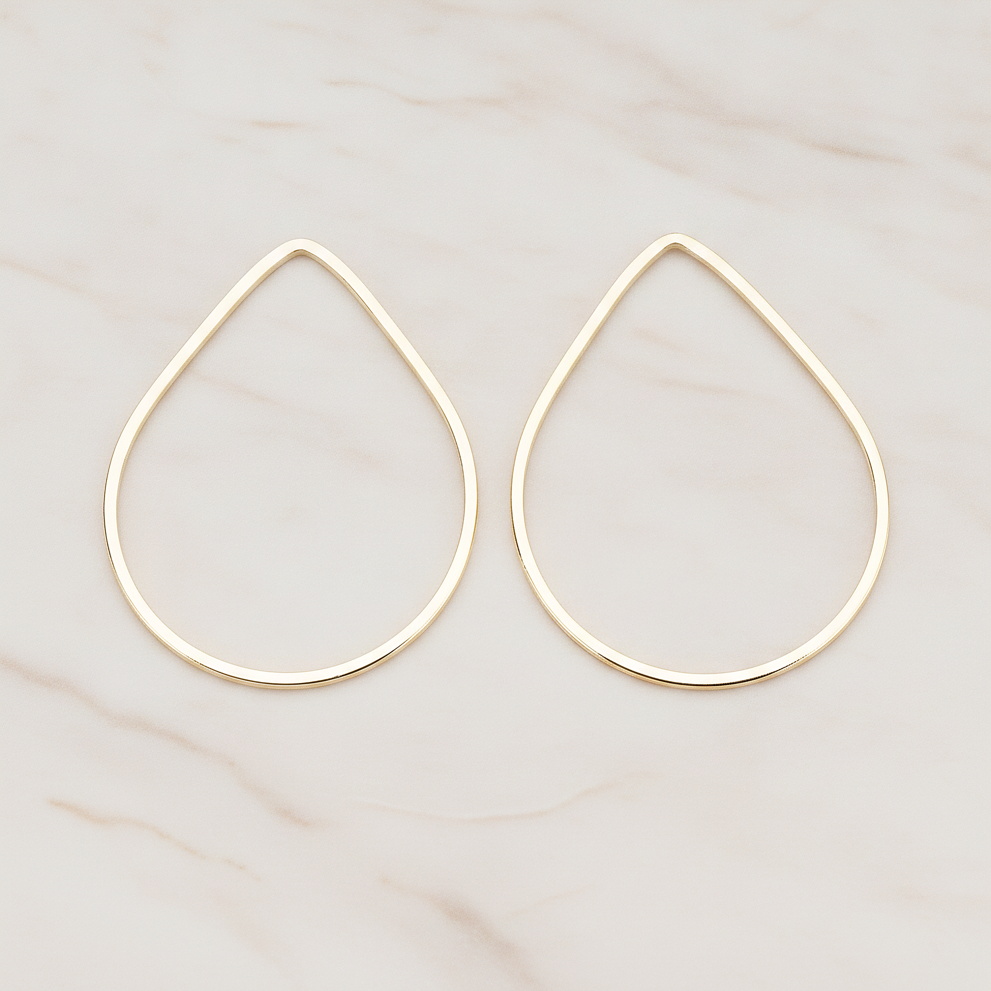 Simple Teardrop Link Pendant, 2 Pc on warm marble background (PD.300-01)