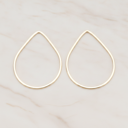 Simple Teardrop Link Pendant, 2 Pc on warm marble background (PD.300-01)