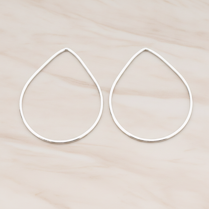 Simple Teardrop Link Pendant, 2 Pc on warm marble background (PD.300-01)