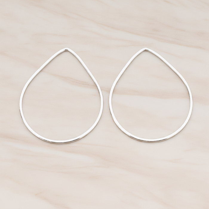 Simple Teardrop Link Pendant, 2 Pc on warm marble background (PD.300-01)