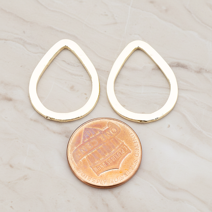 Simple Small Teardrop Link Pendant, 2 Pc on warm marble background (PD.300-05)
