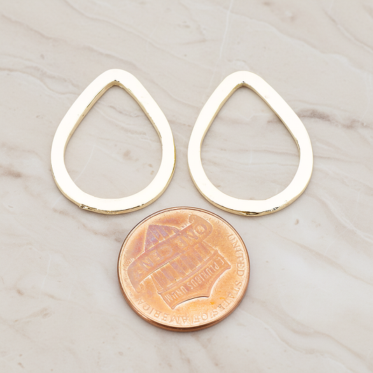 Simple Small Teardrop Link Pendant, 2 Pc on warm marble background (PD.300-05)