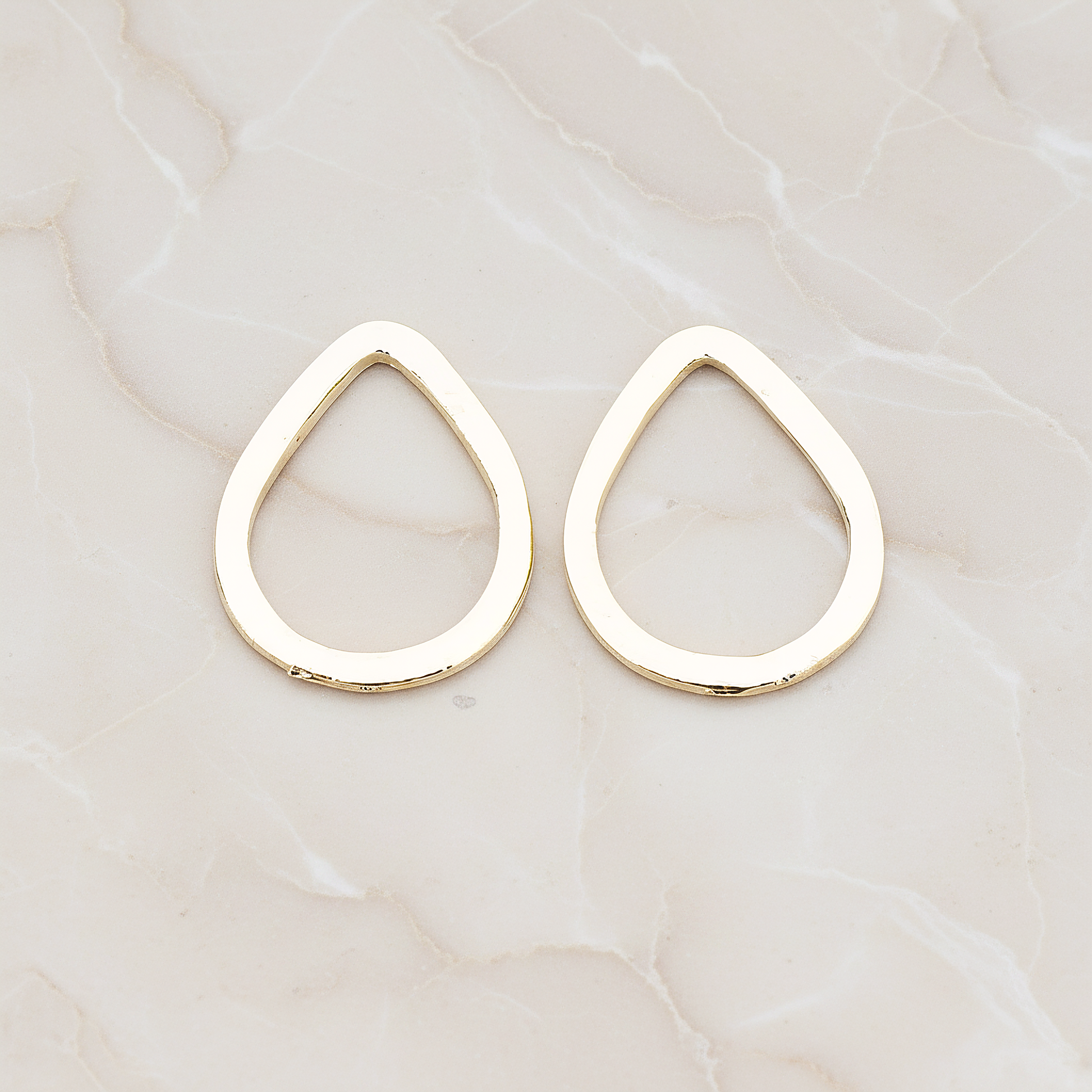 Simple Small Teardrop Link Pendant, 2 Pc on warm marble background (PD.300-05)