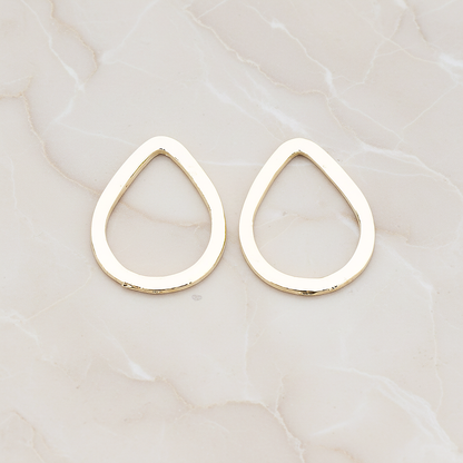 Simple Small Teardrop Link Pendant, 2 Pc on warm marble background (PD.300-05)