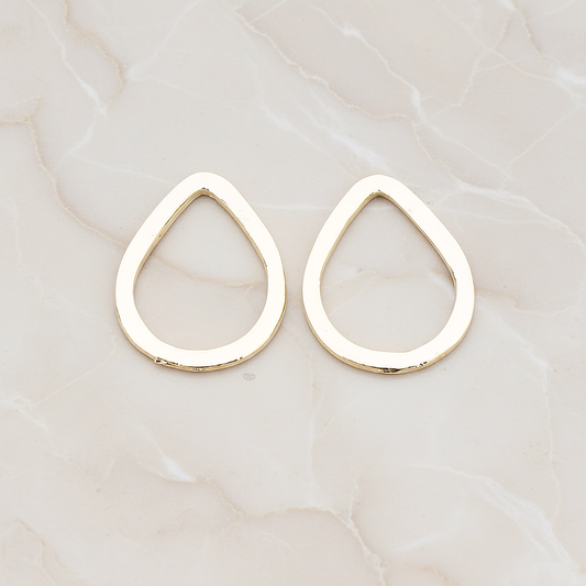 Simple Small Teardrop Link Pendant, 2 Pc on warm marble background (PD.300-05)
