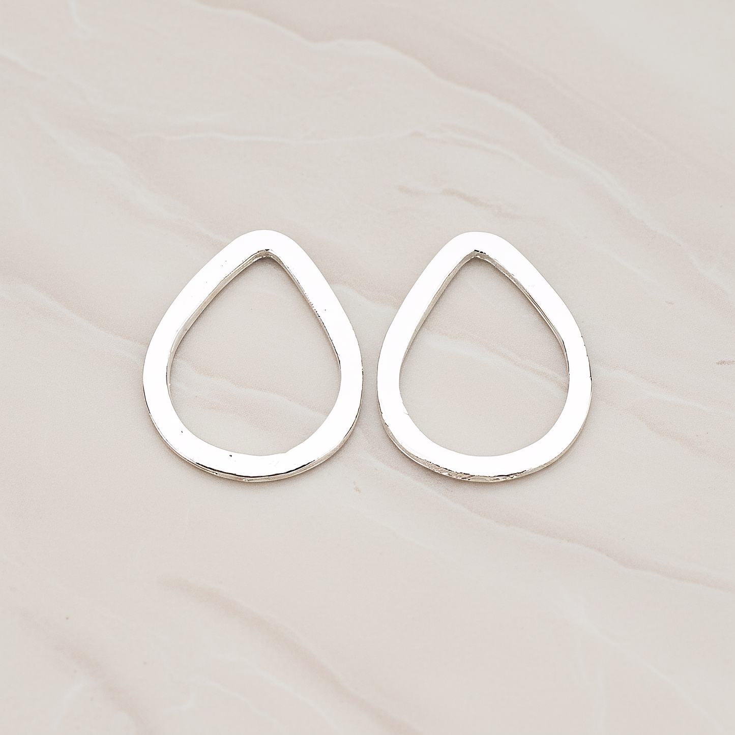 Simple Small Teardrop Link Pendant, 2 Pc on warm marble background (PD.300-05)