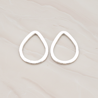 Simple Small Teardrop Link Pendant, 2 Pc on warm marble background (PD.300-05)