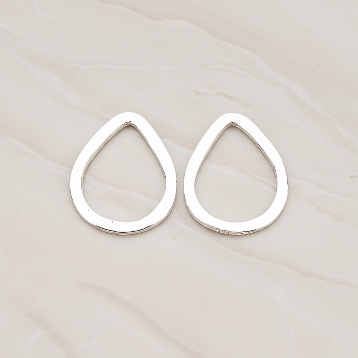 Simple Small Teardrop Link Pendant, 2 Pc on warm marble background (PD.300-05)
