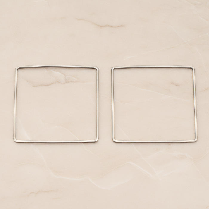 40mm Simple Square Link Pendant, 2 Pc on warm marble background (PD.303-02)
