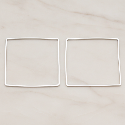 40mm Simple Square Link Pendant, 2 Pc on warm marble background (PD.303-02)