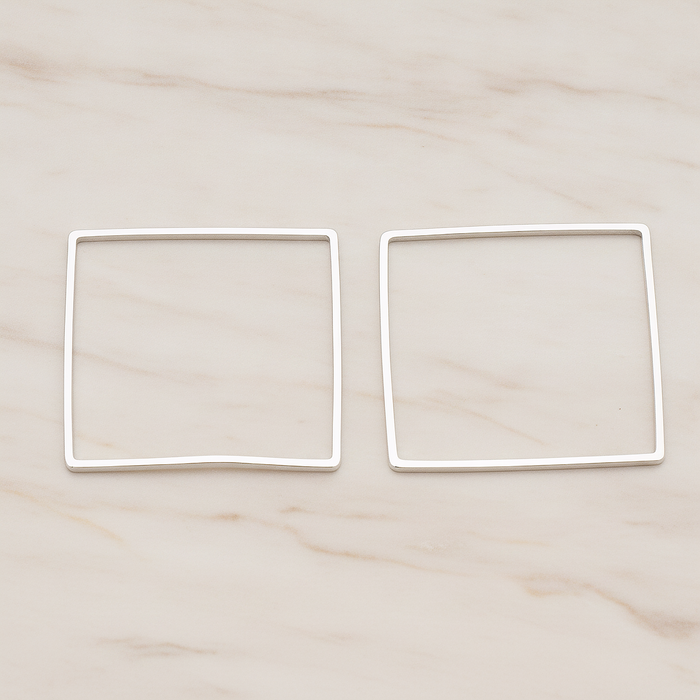 30mm Simple Square Link Pendant, 2 Pc on warm marble background (PD.303-03)