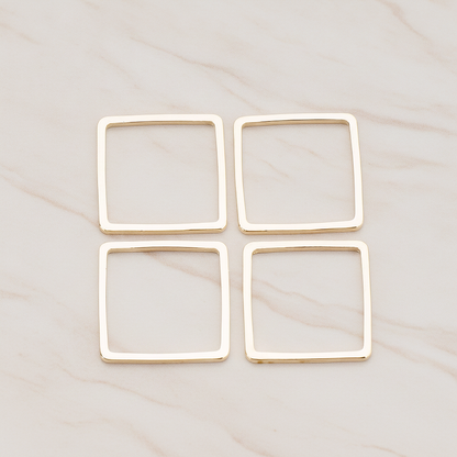 15mm Simple Square Link Pendant, 4 Pc on warm marble background (PD.303-04)
