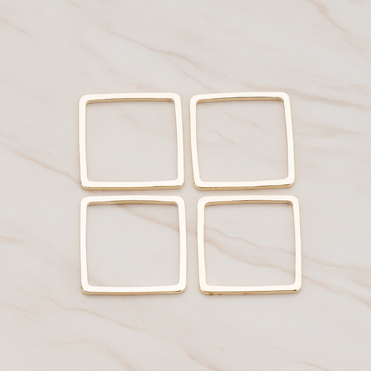 15mm Simple Square Link Pendant, 4 Pc on warm marble background (PD.303-04)