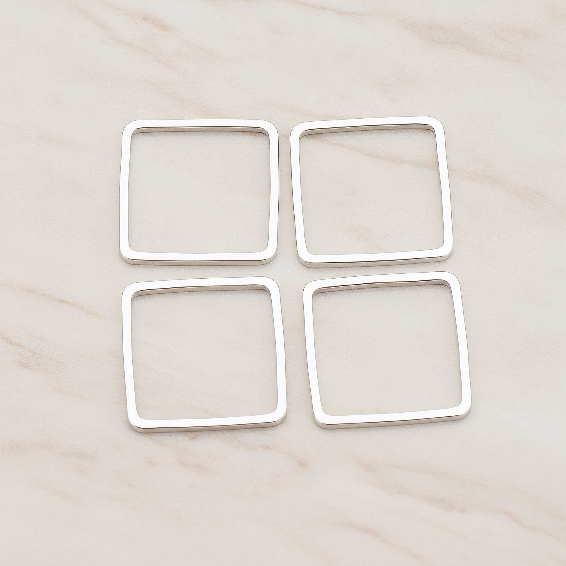 15mm Simple Square Link Pendant, 4 Pc on warm marble background (PD.303-04)