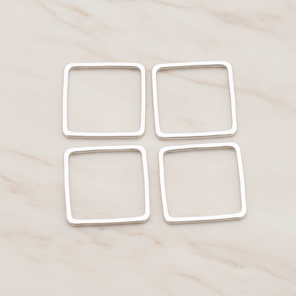15mm Simple Square Link Pendant, 4 Pc on warm marble background (PD.303-04)