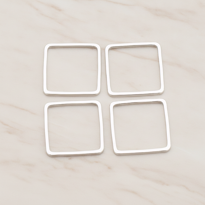 15mm Simple Square Link Pendant, 4 Pc on warm marble background (PD.303-04)