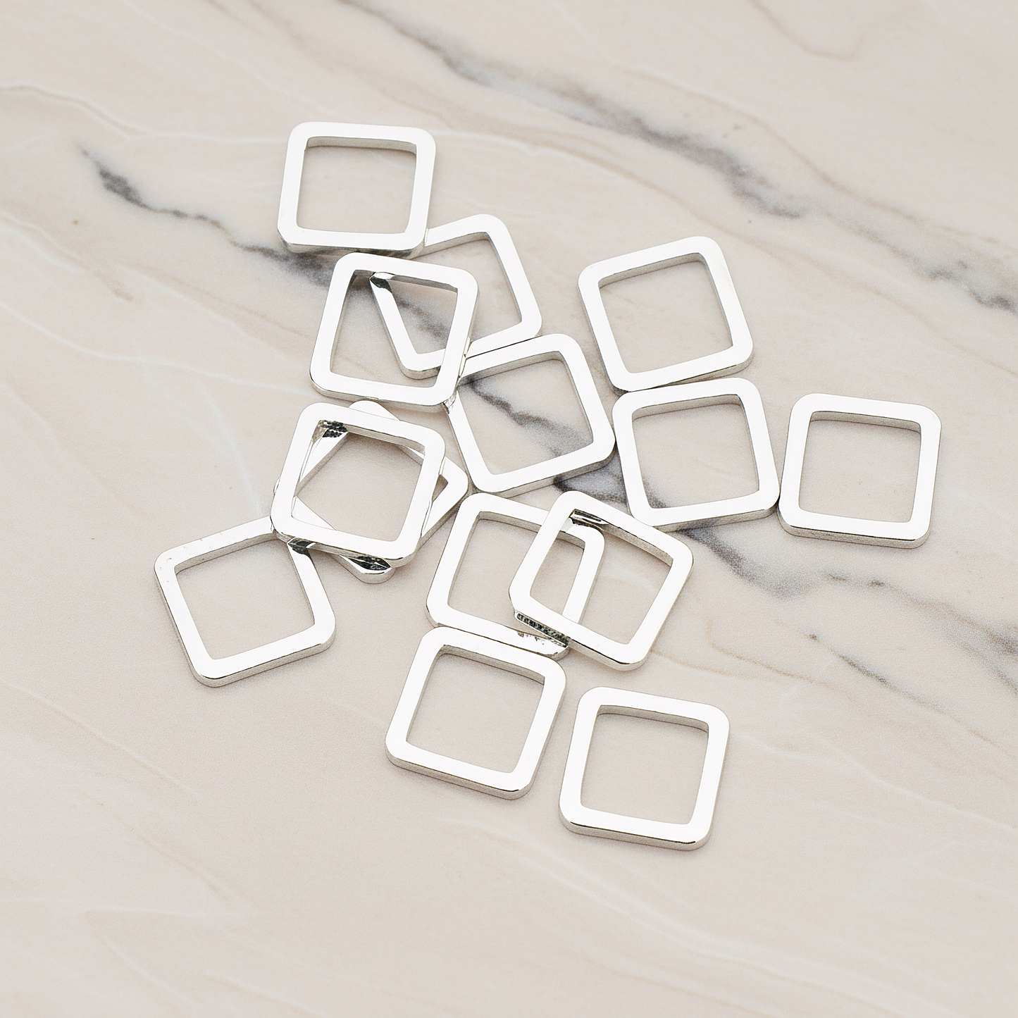 8mm Simple Square Link Pendant, 6 Pc on warm marble background (PD.303-05)